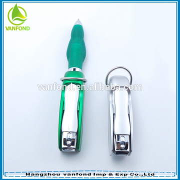 Promotional novel design folding ball pen with nail clipper low price